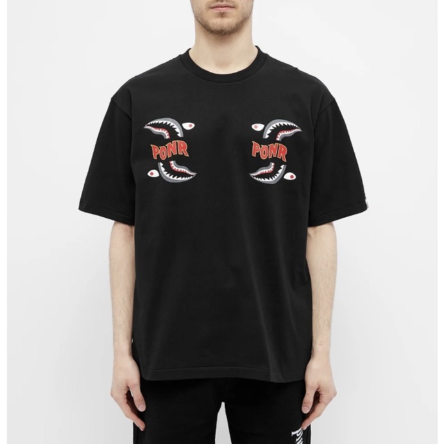 A BATHING APE(アベイシングエイプ)の APE エイプ Shark PONR ROLX Tシャツ 黒 L 古着良品 メンズのトップス(Tシャツ/カットソー(半袖/袖なし))の商品写真