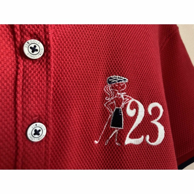 23区(ニジュウサンク)の23区ゴルフ　ポロシャツ　美品　赤　レッド レディースのトップス(ポロシャツ)の商品写真