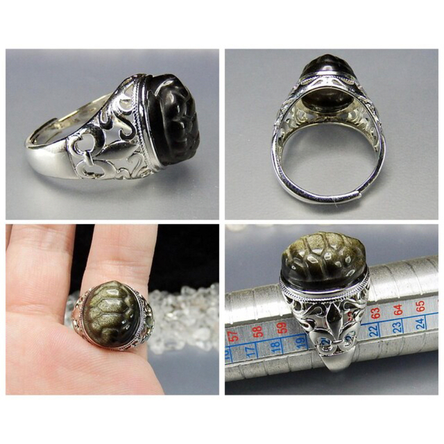 迫力魔除けゴールドオブシディアン亀紋手彫り指輪20号天然石リング石街U2-01 メンズのアクセサリー(リング(指輪))の商品写真