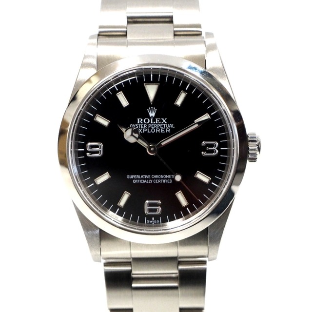 Th935391 ロレックス 腕時計 エクスプローラー1 Explorer I 14270 A番 SS 自動巻き ブラック文字盤 ROLEX 美品・