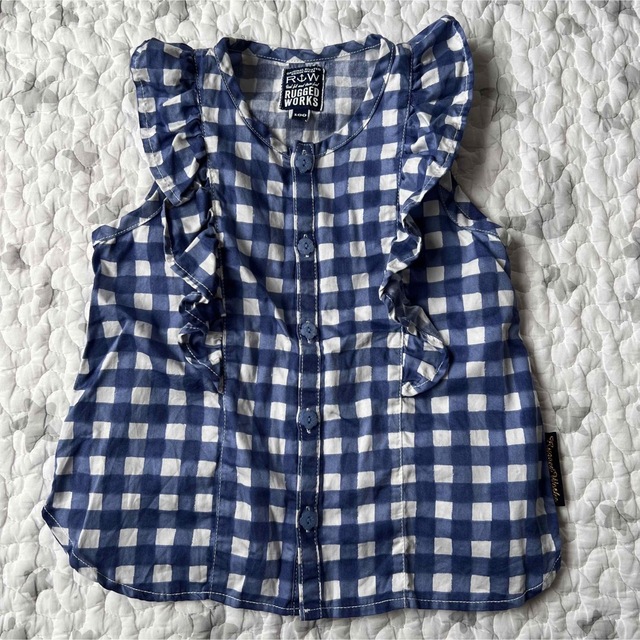 RUGGEDWORKS(ラゲッドワークス)のRUGGED WORKS チェックフリルブラウス　サイズ100 キッズ/ベビー/マタニティのキッズ服女の子用(90cm~)(Tシャツ/カットソー)の商品写真