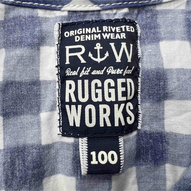 RUGGEDWORKS(ラゲッドワークス)のRUGGED WORKS チェックフリルブラウス　サイズ100 キッズ/ベビー/マタニティのキッズ服女の子用(90cm~)(Tシャツ/カットソー)の商品写真