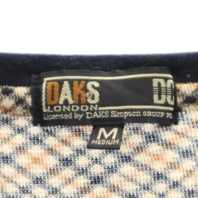 ダックス 日本製 チェック 半袖 Tシャツ M ブラウン系 DAKS ロゴ刺繍 メンズ 【中古】 【230520】 メール便可