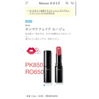 ヴィセ(VISEE)のヴィセ　ネンマクフェイク ルージュPK850 RO650(口紅)