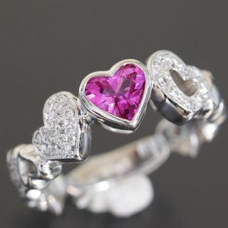 ジェムケリー ピンクサファイヤ 0.57ct ダイヤ リング 10号 pt900(リング(指輪))