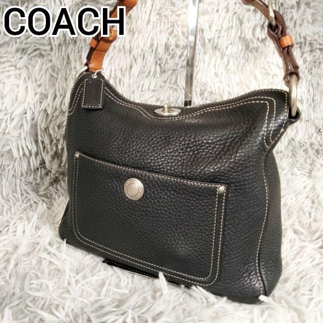 COACH コーチ ショルダーバッグ レザー ターンロック シルバー金具