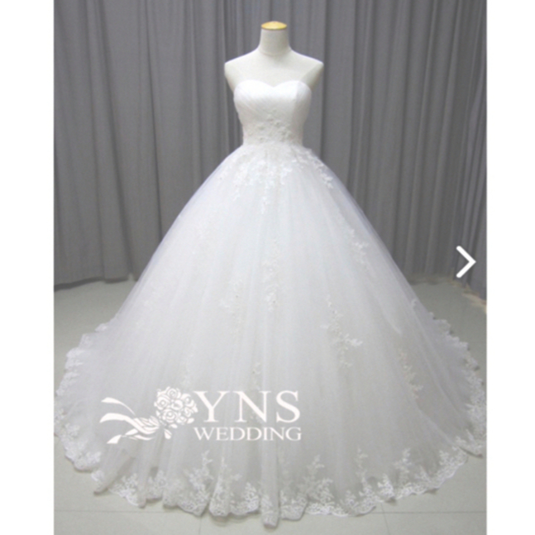 【クリーニング済み】ウェディングドレス　オフショルダー レディースのフォーマル/ドレス(ウェディングドレス)の商品写真