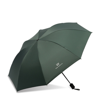 再入荷！【８本骨】日傘 晴雨兼用 完全遮光 　折りたたみ傘　携帯便利　緑(傘)