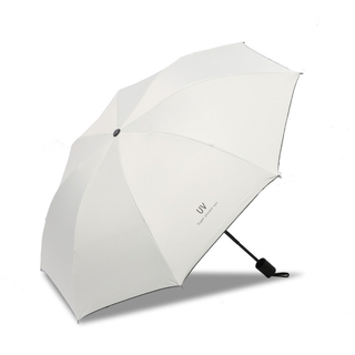 再入荷！ 【８本骨】日傘 晴雨兼用 完全遮光 　折りたたみ傘　携帯便利　ホワイト(傘)