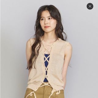 ビューティアンドユースユナイテッドアローズ(BEAUTY&YOUTH UNITED ARROWS)のグリッターノースリーブニット&チューブトップ -2WAYウォッシャブル/ベージュ(ニット/セーター)