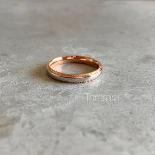 ●サージカルstainless ミル打ちバイカラーring●金属アレルギー対応(リング(指輪))