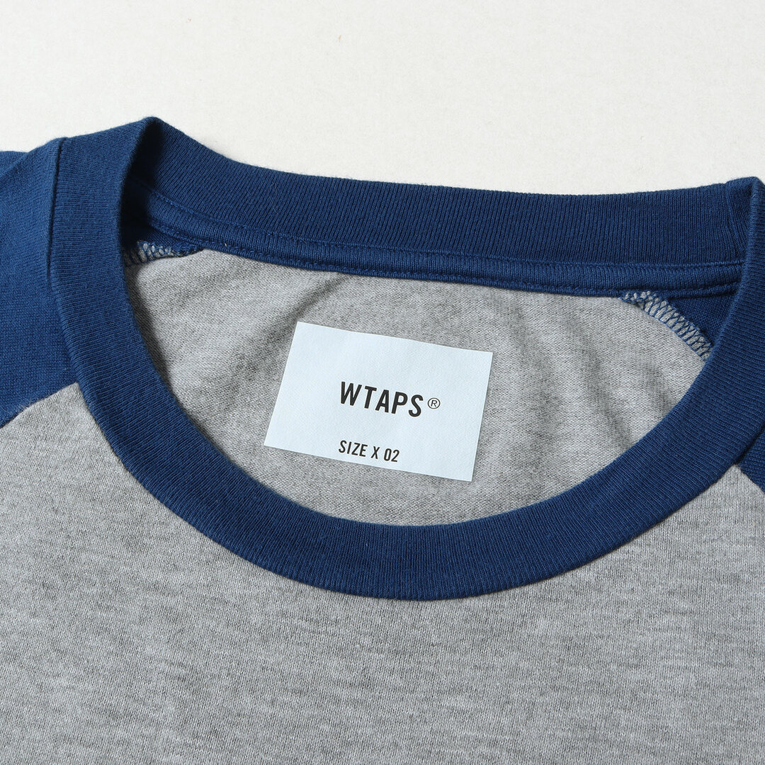 WTAPS ダブルタップス Tシャツ サイズ:M GPSロゴ 7分袖 ラグラン クルーネックTシャツ IAN / RAGLAN 21SS グレー ネイビー トップス カットソー 長袖 【メンズ】