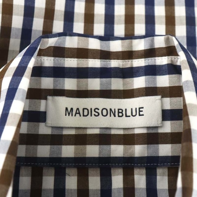 MADISONBLUE(マディソンブルー)のマディソンブルー 23SS ブラウス シャツ ノースリーブ XS 青 茶 レディースのトップス(シャツ/ブラウス(半袖/袖なし))の商品写真