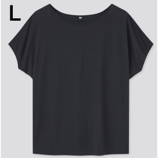 ユニクロ(UNIQLO)の新品　ユニクロ　L ドレープクルーネックT 半袖　ブラック　黒　Tシャツ(Tシャツ(半袖/袖なし))