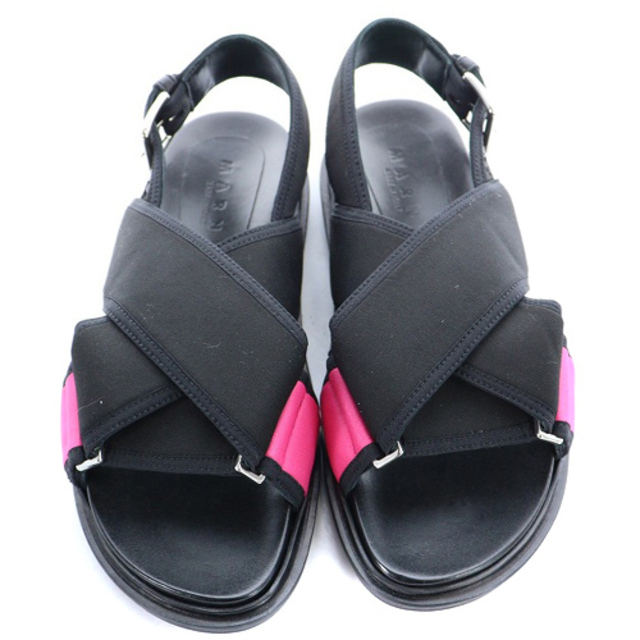 Marni - マルニ フスベット クロスストラップ サンダル 37 24cm 黒の