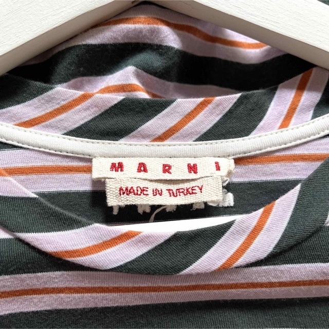 Marni(マルニ)のMARNI ボーダー半袖Tシャツ クルーネック コットン グリーン ピンク L レディースのトップス(Tシャツ(半袖/袖なし))の商品写真