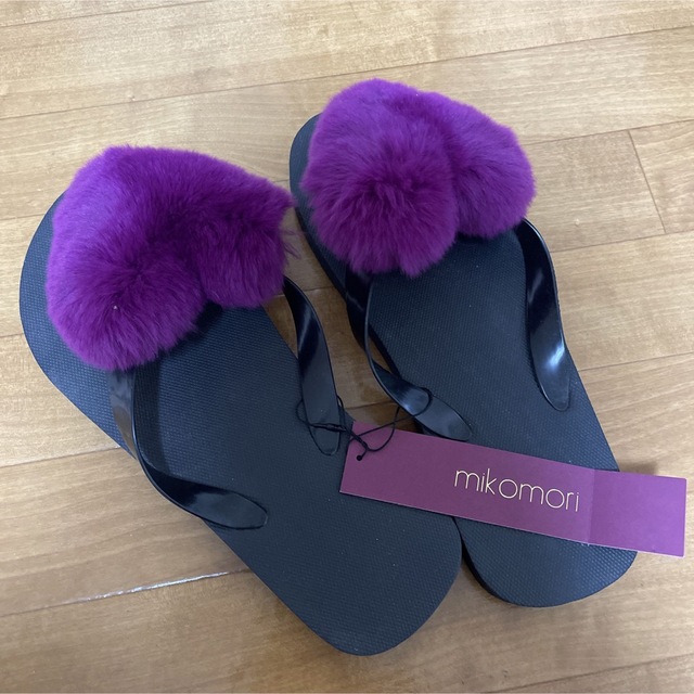 micomori ハートファー付き ビーチサンダル 新品タグ付き | フリマアプリ ラクマ