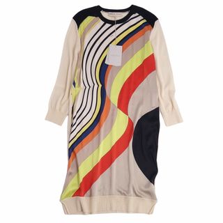 エミリオプッチ(EMILIO PUCCI)の未使用 エミリオプッチ EMILIO PUCCI ニット ワンピース セーター ロングスリーブ シルク切替 総柄 トップス レディース M マルチカラー(ひざ丈ワンピース)