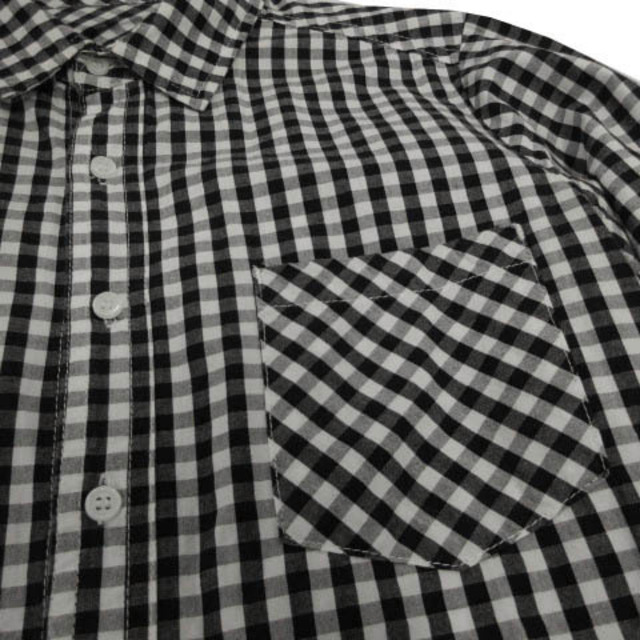 Andemiu(アンデミュウ)のAndemiu シャツ 長袖 胸ポケ コットン ギンガムチェック 黒 白 M レディースのトップス(シャツ/ブラウス(長袖/七分))の商品写真