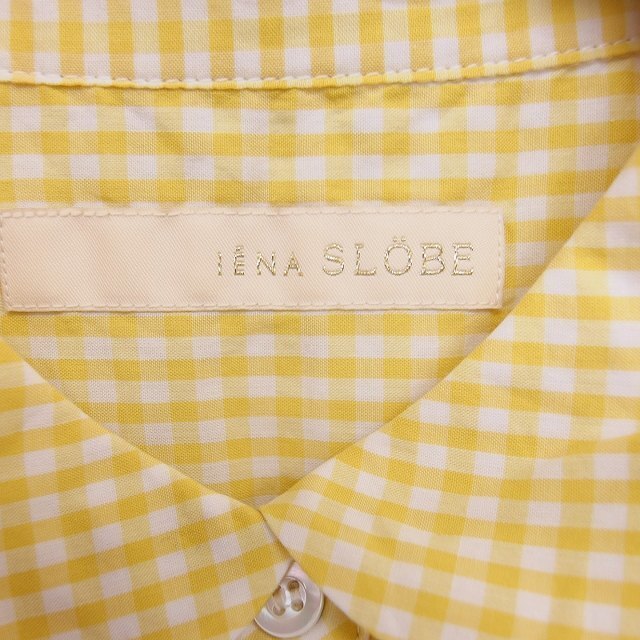 SLOBE IENA(スローブイエナ)のスローブ イエナ シャツ ブラウス チェック ラウンドカラー 薄手 半袖 黄 白 レディースのトップス(シャツ/ブラウス(半袖/袖なし))の商品写真