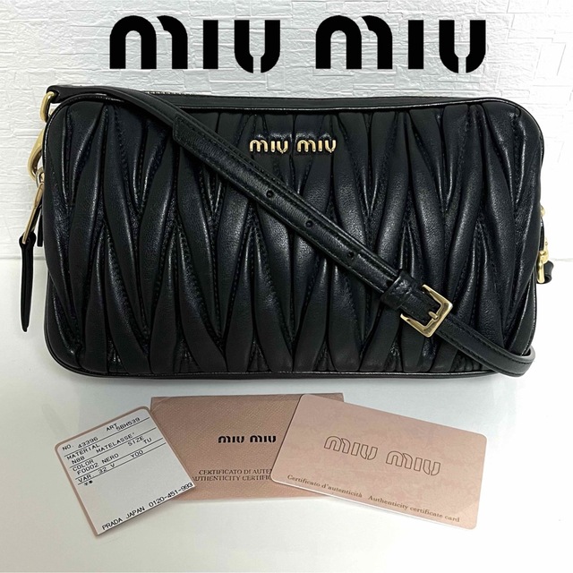 miumiu - miu miu マテラッセ レザー ショルダーバッグ ブラックの通販 ...