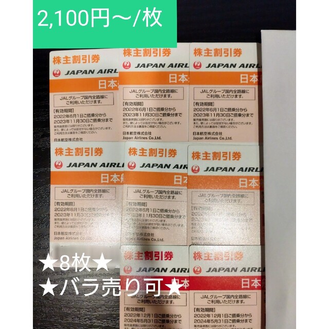 ふう様 JAL株主優待券 8枚 チケットの優待券/割引券(その他)の商品写真