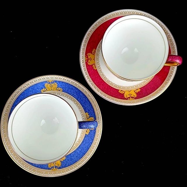 ★ 良品 ◆ ウェッジウッド コロンビアパウダー ルビー ブルー C&S ペア