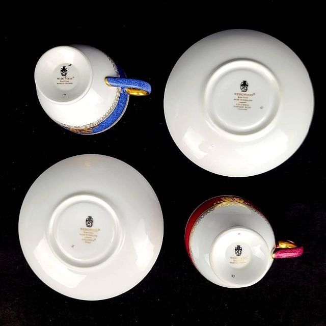 ★ 良品 ◆ ウェッジウッド コロンビアパウダー ルビー ブルー C&S ペア