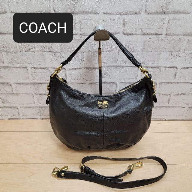 COACH  ショルダー マディソン レザー コンバーチブル ホーボー 黒ブラック型番