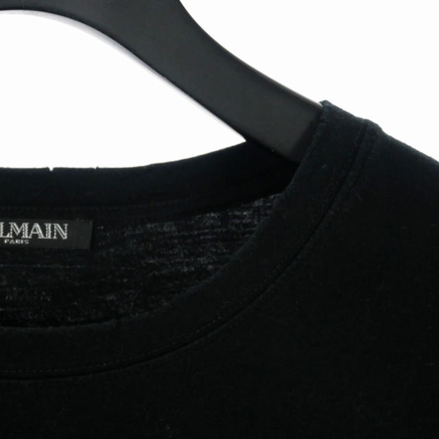 バルマン ダメージ加工 クルーネック Tシャツ カットソー 半袖 XS 黒