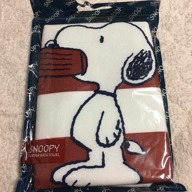 SNOOPY(スヌーピー)のスヌーピー  /SNOOPY ボーダーバスタオル インテリア/住まい/日用品の日用品/生活雑貨/旅行(タオル/バス用品)の商品写真