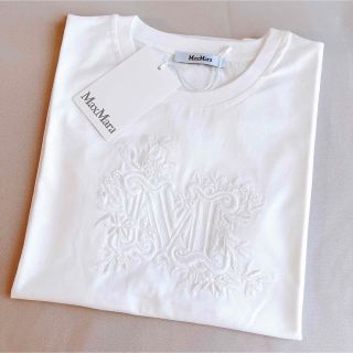 マックスマーラ(Max Mara)のMAX MARA SACHA Mロゴ 刺繍 コットン Tシャツ(Tシャツ(半袖/袖なし))