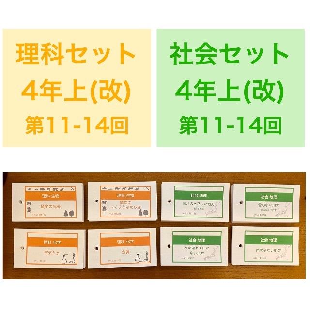 中学受験【4年上 社会・理科1-9回】 暗記カード 予習シリーズ 組み分け-
