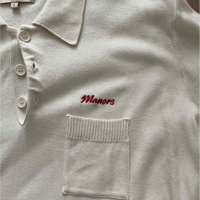 Manors Golf ニットポロ　アイボリー　ゴルフウェア メンズのトップス(ポロシャツ)の商品写真