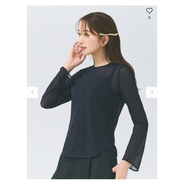 UNIQLO(ユニクロ)のＬサイズ　UNIQLO シアークルーネックTシャツ　マメ　ブラック レディースのトップス(カットソー(長袖/七分))の商品写真