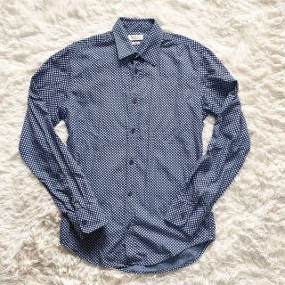 ザラ(ZARA)のZARA MAN 長袖シャツ　ブルー系　総柄　水玉　サイズUSA M(シャツ)