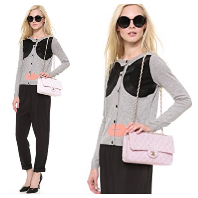 美品 alice+olivia ステイシーフェイスサングラス ニットカーディガン-