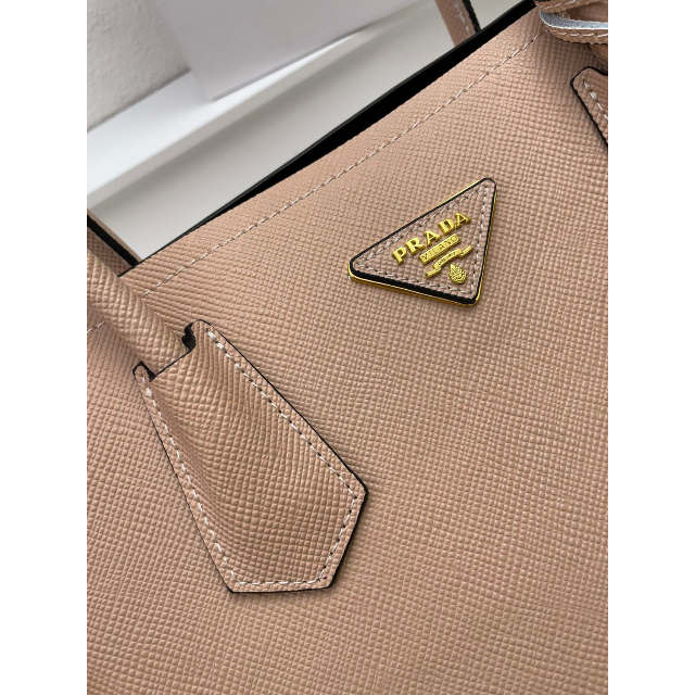 PRADA - PRADA ガレリア 三角プレート トートバッグ ブラウン レザーの