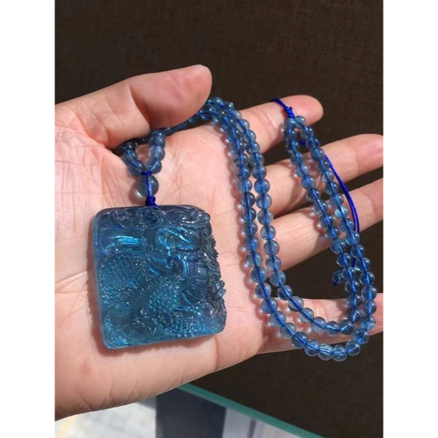 天然 アクアマリン ネックレス 35.9g - ネックレス