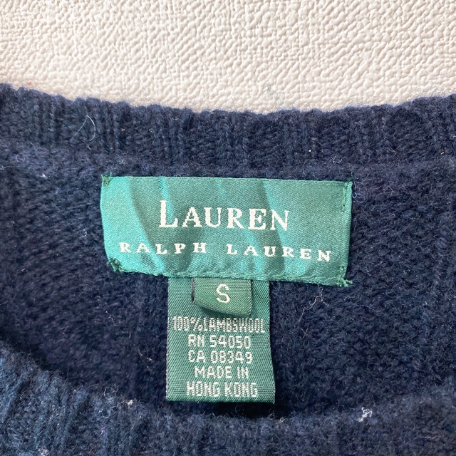 Ralph Lauren(ラルフローレン)のローレンラルフローレン　ニット　セーター　刺繍ロゴ　ケーブル編み　ウール　S レディースのトップス(ニット/セーター)の商品写真