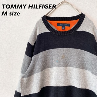トミーヒルフィガー(TOMMY HILFIGER)のトミーヒルフィガー　ニット　セーター　ボーダー　フラッグロゴ　男女兼用　M(ニット/セーター)
