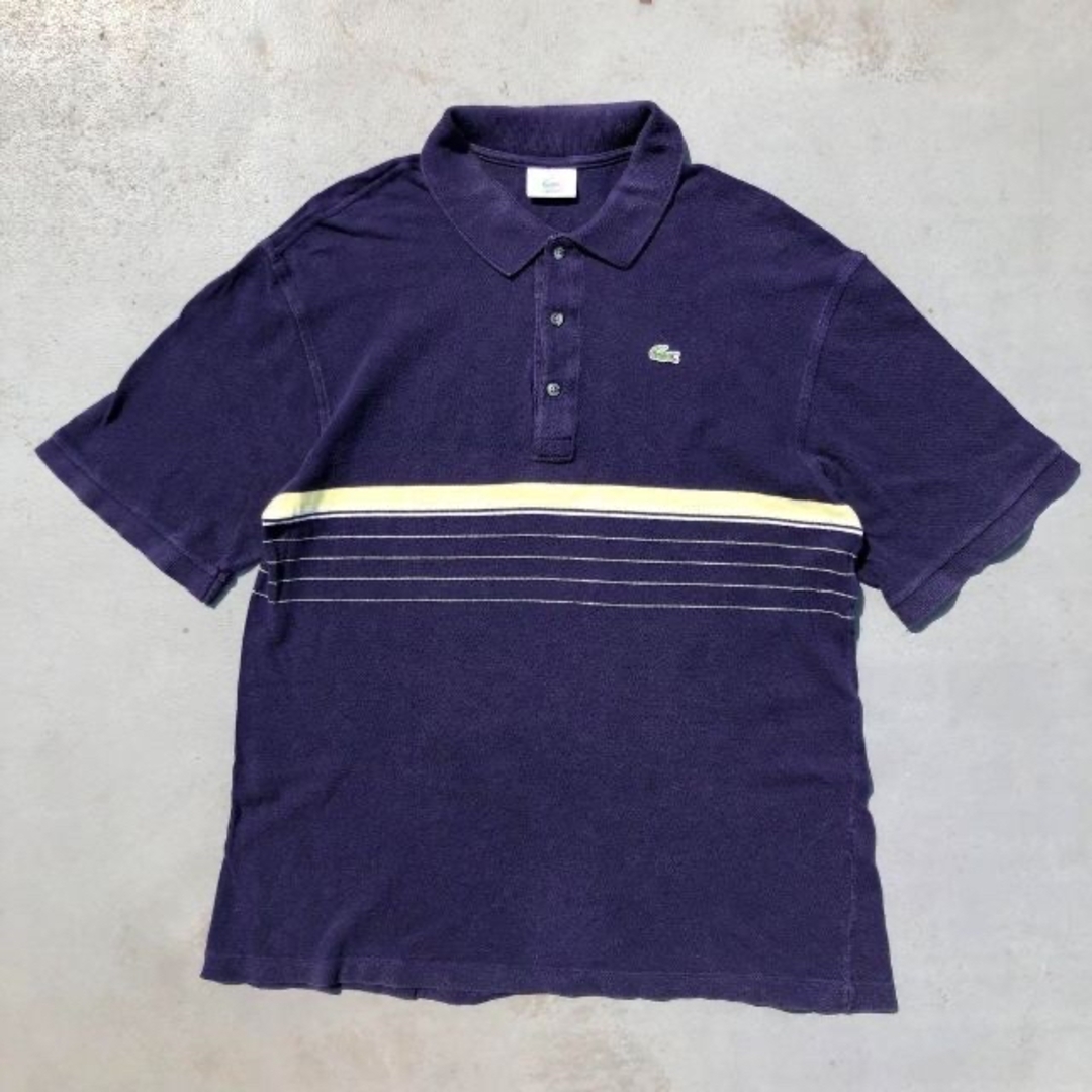 LACOSTE - LACOSTE ラコステ ボーダー ポロシャツ サイズ5 L ネイビー