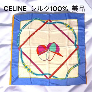 セリーヌ(celine)のCELINE 乗馬帽子柄　スカーフ　極美品　セリーヌ　シルク100% 美品(バンダナ/スカーフ)