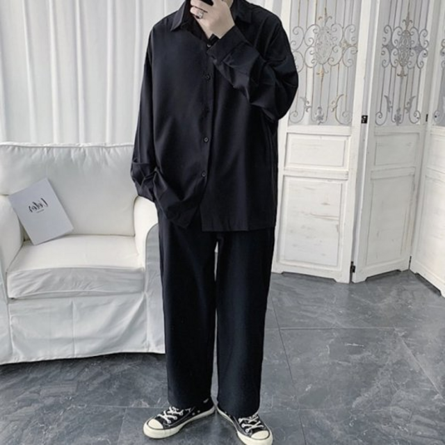 韓国 メンズ 春夏 シンプル シャツ カットソー 長袖シャツ 羽織