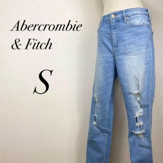 アバクロンビーアンドフィッチ(Abercrombie&Fitch)のアバクロンビー　スキニーパンツ　クラッシュデニム　ダメージ　ブルー　カジュアル(デニム/ジーンズ)