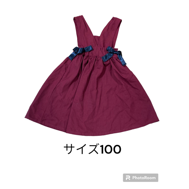 ジャンパースカート サイズ100 レッド キッズ/ベビー/マタニティのキッズ服女の子用(90cm~)(スカート)の商品写真