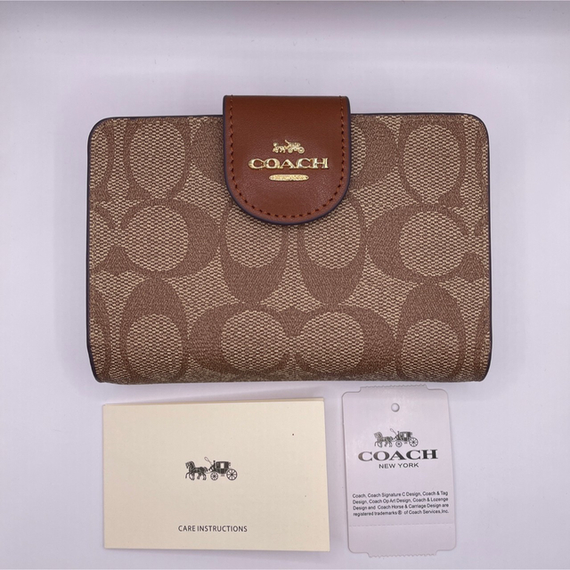 COACH - 新品 COACH コーチ 二つ折り財布レディース メンズ ブラウン 