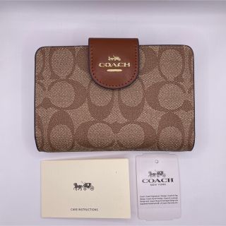 コーチ(COACH)の新品　COACH コーチ　二つ折り財布レディース メンズ ブラウン シグネチャー(折り財布)