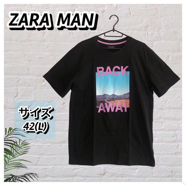 ZARA(ザラ)のZARA  MAN  ロゴTシャツ  クロ(美品) メンズのトップス(Tシャツ/カットソー(半袖/袖なし))の商品写真