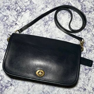 コーチ(COACH)の極美品 COACH コーチ オールドコーチ 黒 レザー ブラック ポケットパース(ショルダーバッグ)